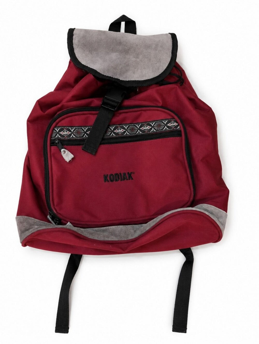 Kodiak Burgundy Backpack | Suede Trim | Vintage Outdoor Style | Multiple Pockets